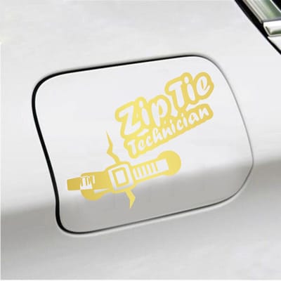 Bumpersticker - Zip Tie Technician - 11,2 X 14,8 - Goud