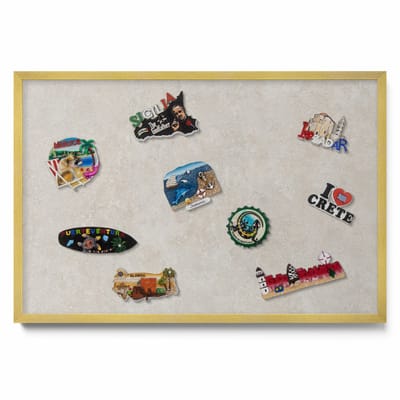Tulup Magneetbord met Gouden Frame - Romig Magneetbord met Ontwerpen - 60 cm x 40 cm - Subtiele zandsteentextuur - Magneetbord Voor Thuiskantoor - Magnetisch Bord voor Thuis en Kantoor - Magneetbord voor Herinneringen