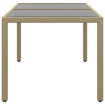 vidaXL - Tuintafel - 150x90x75 - cm - gehard - glas - en - poly - rattan - beige