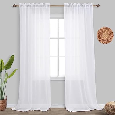 Lange Witte Transparante Gordijnen 108 Inch - Ideaal voor Hoge Plafonds