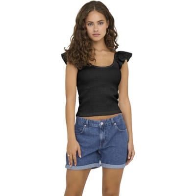 ONLY - ONLMACY S/S O-NECK MIX TOP BOX JRS - Dames - Zwart Top