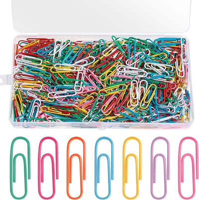 Kleurige metalen paperclips van 28 mm - 500 stuks voor kantoor, school en documentorganisatie met opbergdoos
