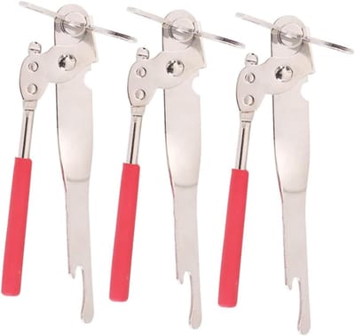 Elektrische Blikopener - Flesopener Deksel lifter - Keuken Gadget - Antislip handgrepen - 18.5x6x2CM - Zilver Rood