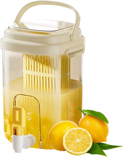 2L Grote Inhoud Drankdispenser met Kraan en Fruit Infuser - Draagbare Koude Waterkan met Handvat Deksel - Lekvrije Drankcontainer voor Limonade IJstee Sap Koelkast Picknick Zomerfeest