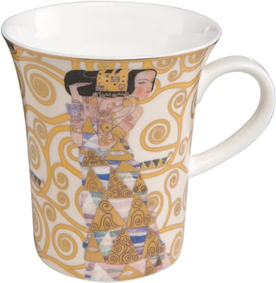 Goebel - Gustav Klimt | Koffie / Thee Mok De verwachting | Beker - porselein - 400ml - met echt goud - 2 stuks