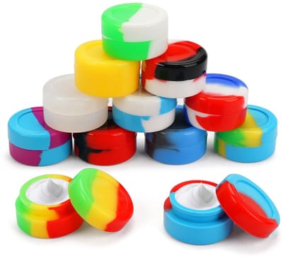 Store_9 - Mini Round Wax Container - 12pcs Silicone Dab Container - Handig voor reizen - Kleurrijk - Voor lip balm en lotion - Ideaal voor onderweg...