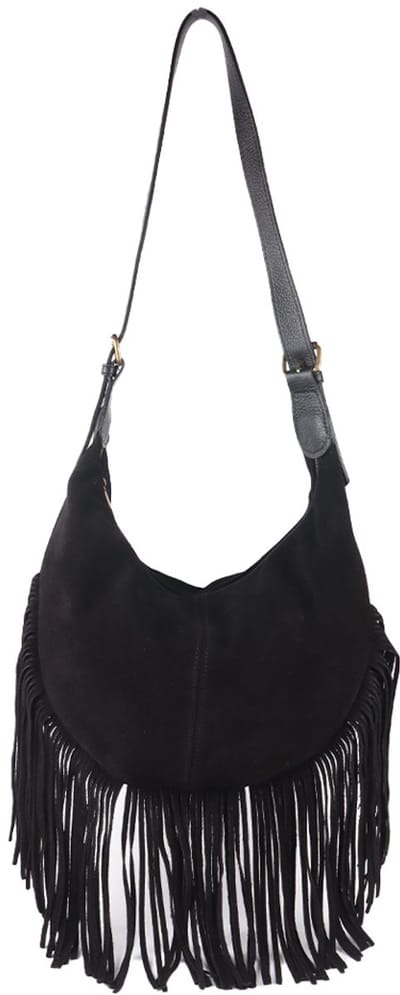 Giuliano lederen schodertas Libra - Suede - Made in Italy - Zwart