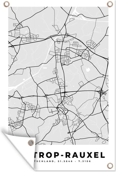 Muurdecoratie Stadskaart - Duitsland - Plattegrond - Castrop-Rauxel - Kaart - 120x180 cm - Tuinposter - Tuindoek