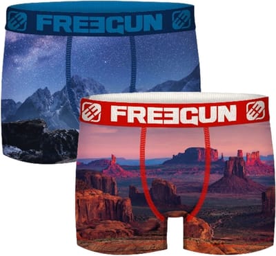Freegun boxershorts microvezel - 2-pack heren boxershorts - maat S - Duo Mountains