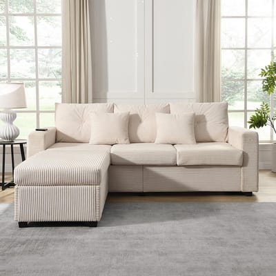BLACKCOLORS [Supreme-set met 5 kussens] Moderne LED-bankenset met zachte zitting: 3-zitsbank + extra grote afneembare poef, zeer stevige modulaire L-vormige woonkamermeubels