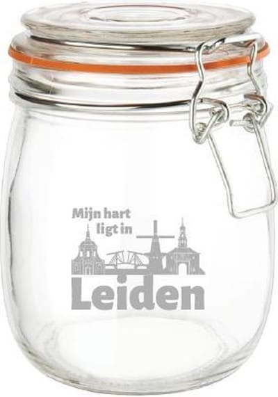 Gegraveerde Weckpot 0.75 ltr. Leiden