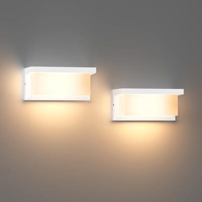 Set van 2 Buiten Wandlampen Wit - IP65 Waterdicht - E27 Fitting - Geschikt voor Binnen & Buiten