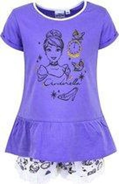 Disney Princess - Cinderella - Shortama - Paars - Maat 98 - 3 jaar