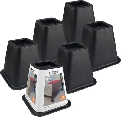 Bedverhogers 6 inch - Heavy Duty Meubelverhogers voor Banken en Bedden, Ondersteunt tot 2200 lbs - 6 Pack