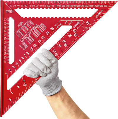 Timmermans Meetdriehoek - 30 Cm - Rood - Metrische Driehoekige Gradenboog - Hoekliniaal Van Metaal - Precisie Hoekmeter Voor Houtbewerking - Doe-Het-Zelvers En Decoratieontwerp