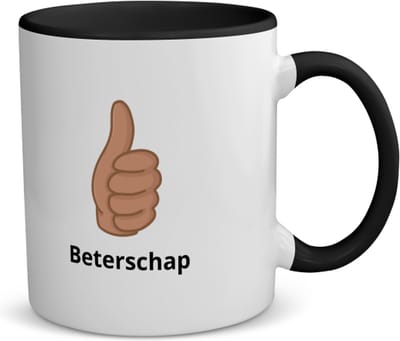 Akyol - beterschap duim koffiemok - theemok - zwart - Beterschap - iemand die ziek is of iets gebroken heeft - snel beter worden - beterschap cadeau - cadeau - kado - geschenk - gift - 350 ML inhoud