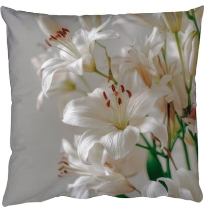 Sierkussens - Kussentjes Woonkamer - 50x50 cm - Lelies - Boekte - Wit - Meeldraden