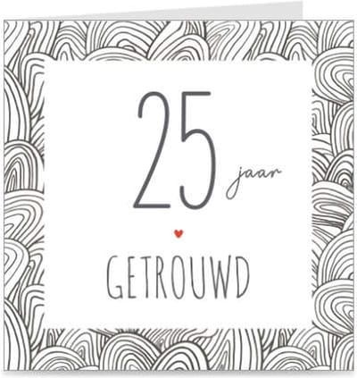 25 JAAR GETROUWD | kaart / wenskaart met envelop | voor huwelijksjubileum / trouwdag / zilveren huwelijk