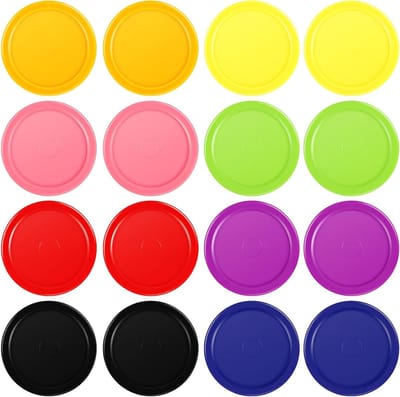 16 Stuks Lucht Hockey Pucks 2.5 Inch - Ronde Vervangingspucks voor Zware Tafel - Multicolor Spelaccessoires en Versterking van Spelplezier