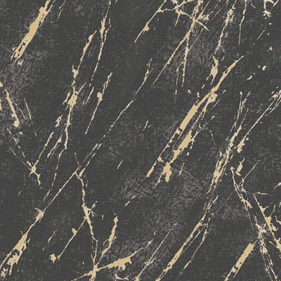 Steen tegel behang Profhome 393362-GU vliesbehang gestructureerd in marmerlook en metalen accenten zwart goud 5,33 m2