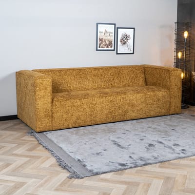 Bronx71® 3-zitsbank Memphis okergeel stof chenille