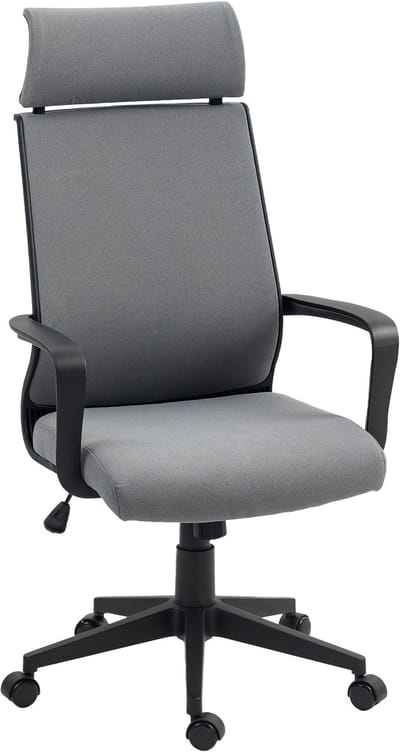 HOMCOM Office Chair-Polyester, Schaumstoff-69L x 60,5B x 109-117H cm-Dunkelgrau