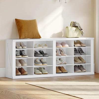 Opbergbank - Zitbank Kist - Entree Opbergen - Hedendaagse Stijl - 104 cm - Wit