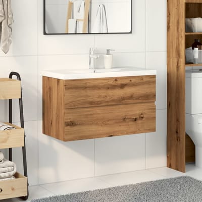 vidaXL - Wastafelkast - met - ingebouwde - wasbak - artisanaal - eikenkleurig