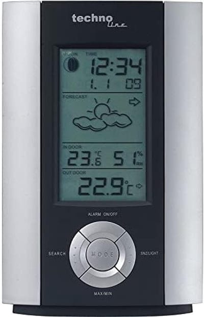Weerstation met Klok - Weercomputer Buiten - Thuis Weer Monitoren - Met TX80 Sensor - 198 cm - Grijs/Zilver