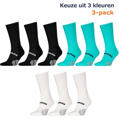 HEAD Padel Sokken Crew - 3 paar - Tennissokken - Padelsokken - Wit - Maat 35/38