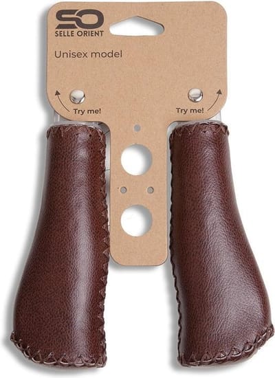 Luxe handvatten voor de fiets van echt leder, classy & cool brown van Selle