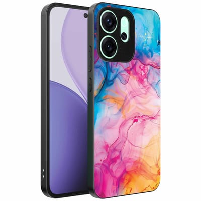 Geschikt voor Oppo Reno 14 F Telefoonhoesje met Regenboog Acryl Marmer Opdruk - TPU Backcover Case Rainbow Acrylic Marble Design - Smartphonica geschikt voor Oppo Reno 14 F