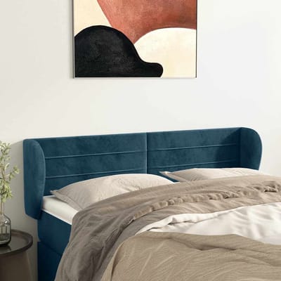 vidaXL - Hoofdbord - met - randen - 147x23x78/88 - cm - fluweel - donkerblauw