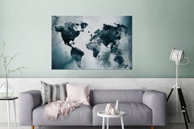 Aluminium schilderij 120x80 cm - Wanddecoratie metaal - Wereldkaart - Abstract - Waterverf - Metalen muurdecoratie woonkamer - Decoratie industrieel - Foto op dibond - Industriële accessoires slaapkamer