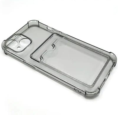 Rico Vitello Siliconen anti shock back cover Geschikt voor Apple iPhone 13 mini Grijs met kaarthouder/ telefoonhoesje met vakje voor pasje.