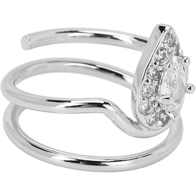 Bague d'ongle strass Saine Sûre Belle Bague pour femmes et filles3054 Platine gray