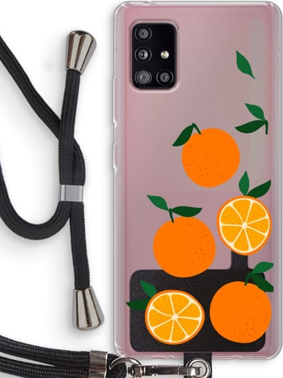 Case Company® - Hoesje met koord geschikt voor Samsung Galaxy A51 5G hoesje met Koord - Will you be my clementine - Telefoonhoesje met Zwart Koord - Bescherming aan alle Kanten en Over de Schermrand