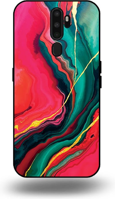 Smartphonica Telefoonhoesje Geschikt voor OPPO A9 2020 met Rood Groen Marmer Opdruk - TPU Backcover Case Red Green Marble Design geschikt voor OPPO A9 (2020)