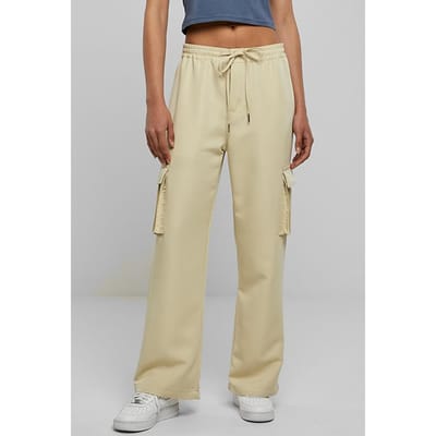 Urban Classics Ladies Vicose Straight Leg Cargo Pants Concrete Maat: XXL | Cargobroeken Outlet | Dames | Beige