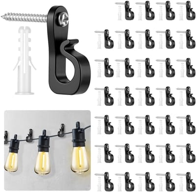 Dailygoods- Schroefhaken 35 Stuks - Veiligheidsgespen - Winddicht - Roestbestendig - Voor Binnen/Buiten - Ondersteunt 20 Pond - Lichtsnoerhaak