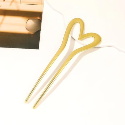 Épingles à cheveux en métal coréen en forme de U avec cœur d'amour pour femmes filles couleur argent or bijoux de cheveux simples bâtons à cheveux en forme de cœur accessoires or