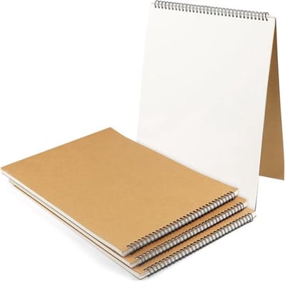 4 stuks A3 spiralgebonden Landschaps-Schetsboek, A3 Tekenenboek met 30 Vel/60 Pagina's, 160 gsm Kunstblok voor notities en vergaderingen