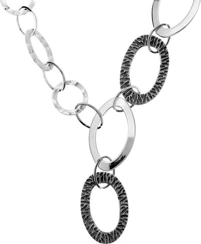 Behave - Zilverkleurige schakelketting met ringen - 46 cm