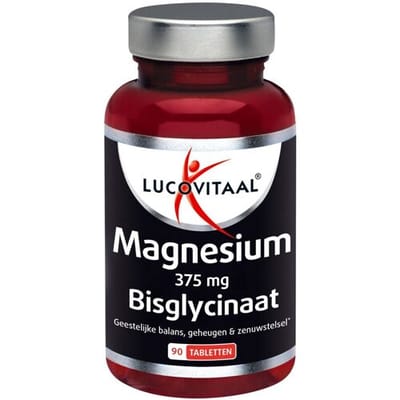 Lucovitaal Magnesium 375 mg Bisglycinaat, 90 Tabletten, Voedingssupplement voor Volwassenen, Voor Spieren en Zenuwstelsel