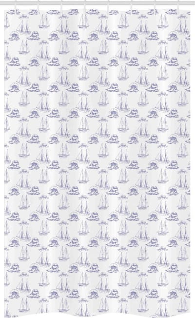 ABAKUHAUS Marine douchegordijn – stof – indigo/wit – 120 x 180 cm