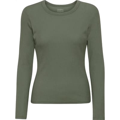 Geribd dames-T-shirt met lange mouwen Colorful Standard Organic dusty olive