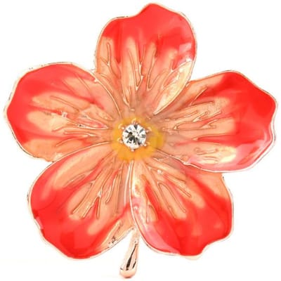 Strass Drip Oil Rode Kleur Hibiscus Bloemen Broche Voor Vrouwen Legering Casual Bruiloften Broche Spelden Cadeaus beige