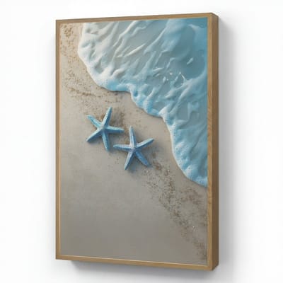 Wandlamp 60x90 cm - Oplaadbaar - Zeesterren - Zand - Zee - Blauw - Wandlampen binnen woonkamer - Slaapkamer lamp - Decoratieve nachtlamp - Vloerlamp draadloos