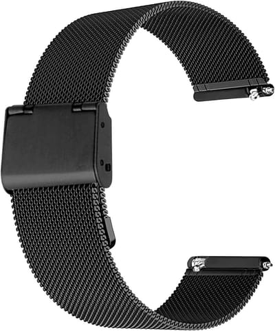 Premium 22mm Horlogeband van RVS met Mesh en Snelsluiting - Geschikt voor Smartwatches en Traditionele Horloges - Zwart, Duurzaam, Comfortabel