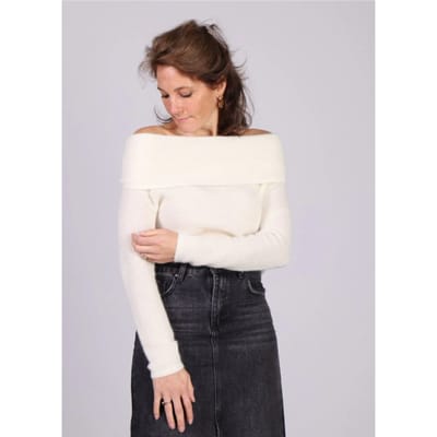 Grace & Mila Oranger trui off-shoulder omgeslagen Off White